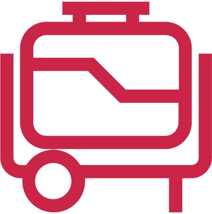 Red stylized bus icon representing public transportation